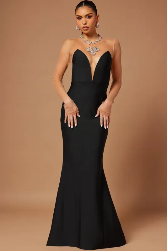 Camryn Bandage Gown - Black sold by Fashion Nova