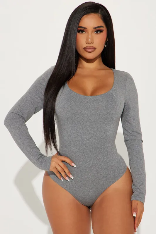 Ari Double Lined Bodysuit - Heather Grey sold by Fashion Nova