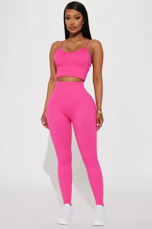 Go Time Seamless Rib Active Leggings - Fuchsia sold by Fashion Nova