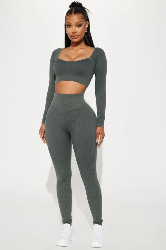 Working It Out Active Legging - Olive sold by Fashion Nova
