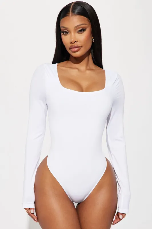 Sydney Square Neck Bodysuit - White sold by Fashion Nova