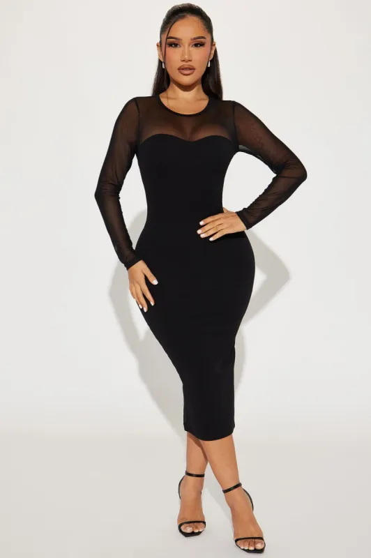 Madison Midi Dress - Black sold by Fashion Nova