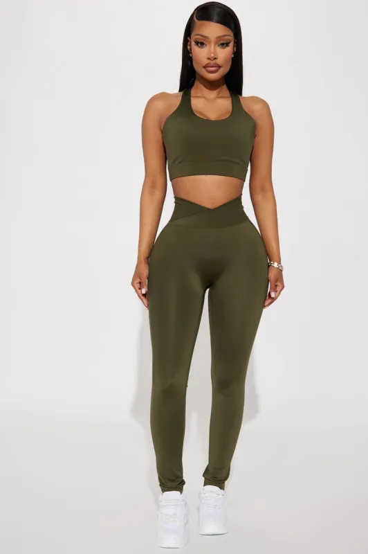 Hit Work Elevate Active Legging - Olive sold by Fashion Nova
