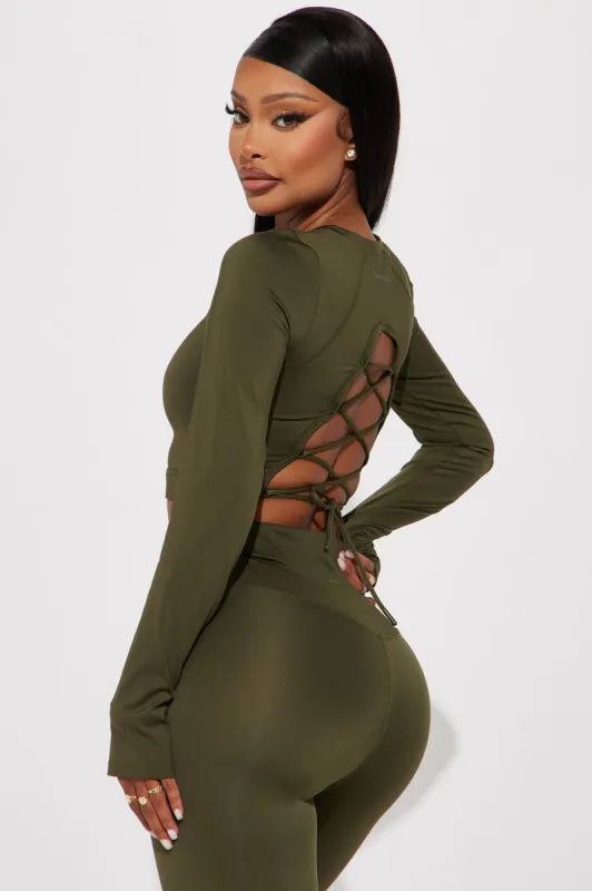 Hard Work Elevate Active Top - Olive sold by Fashion Nova