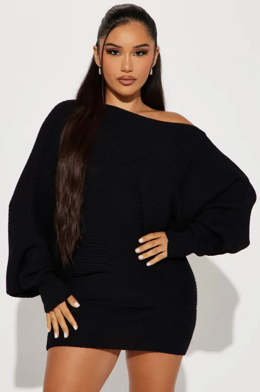 Jasmine Sweater Mini Dress - Black sold by Fashion Nova