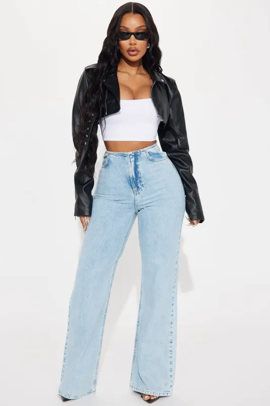 Pop It Crop It Faux Leather Jacket - Black sold by Fashion Nova
