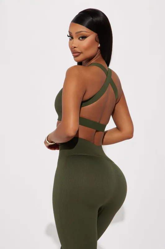 Effortless Clara Ribbed Seamless Bra Top - Olive sold by Fashion Nova