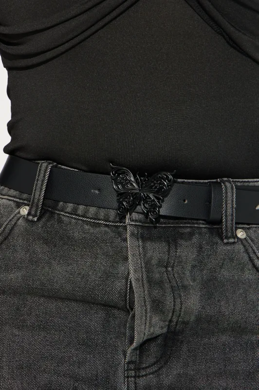 Fly And Beautiful Butterfly Belt - Black sold by Fashion Nova
