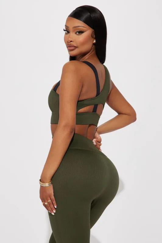 Effortless Ciera Ribbed Seamless Bra Top - Olive sold by Fashion Nova
