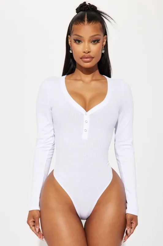 Freya Ribbed Bodysuit - White sold by Fashion Nova