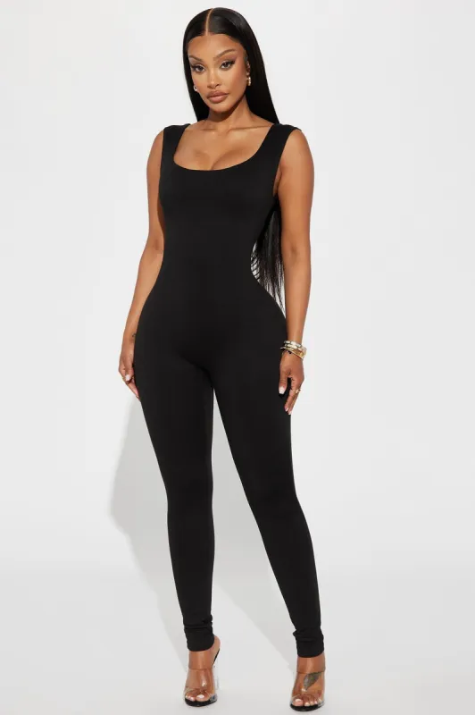 Cassie Double Lined Jumpsuit - Black sold by Fashion Nova
