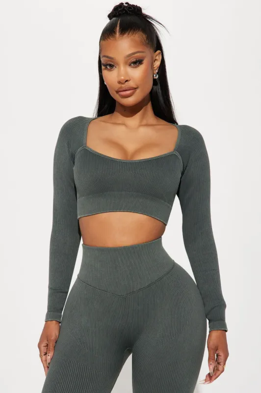 Working It Out Active Top - Olive sold by Fashion Nova