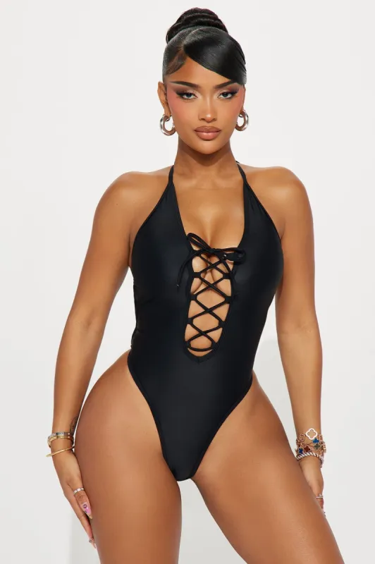Triste Lace Up 1 Piece Swimsuit - Black sold by Fashion Nova