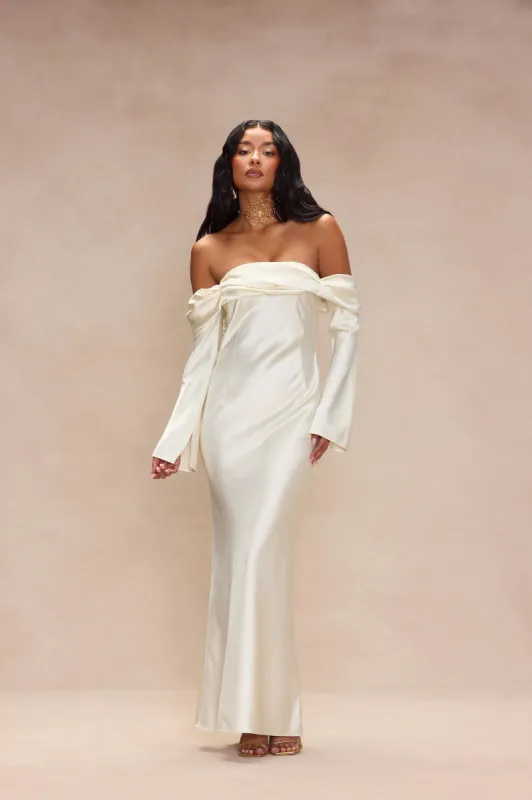 Amandine Satin Maxi Dress - Cream sold by Fashion Nova