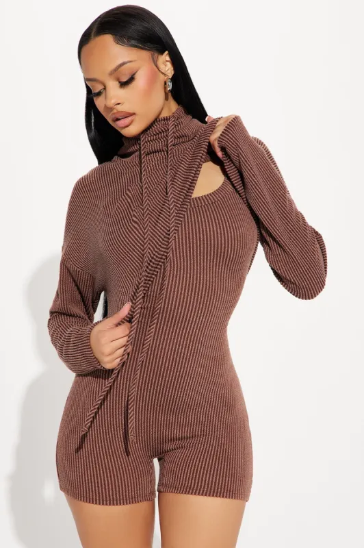 Thinking It Over Romper Set - Chocolate sold by Fashion Nova