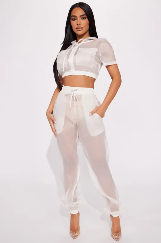 My Day Organza Jogger Set - Ivory sold by Fashion Nova