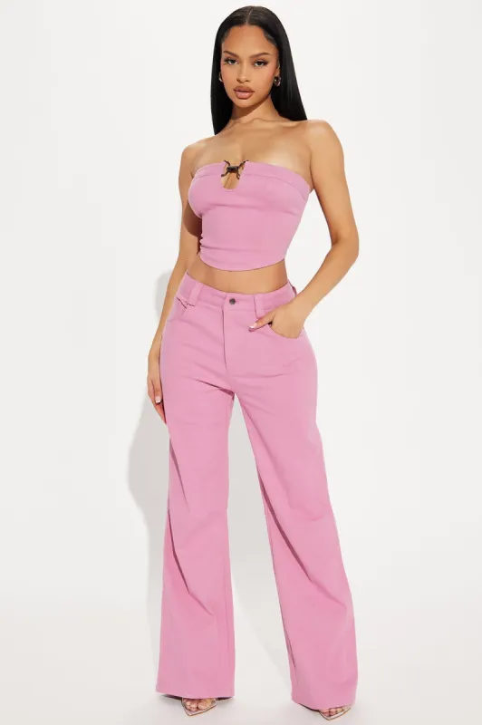 Kendall Denim Pant Set - Pink sold by Fashion Nova