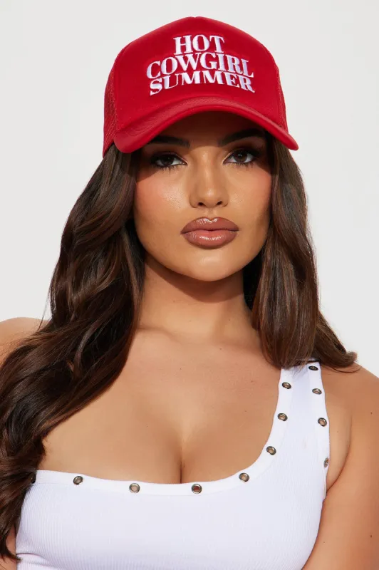 Hot Cowgirl Summer Trucker Hat - Red sold by Fashion Nova