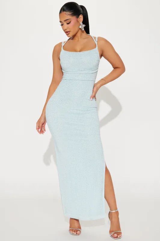 Vanessa Rhinestone Mesh Dress - Light Blue sold by Fashion Nova