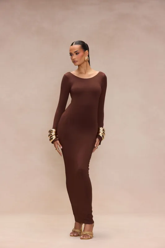 Cami Smooth Double Lined Maxi Dress - Chocolate sold by Fashion Nova