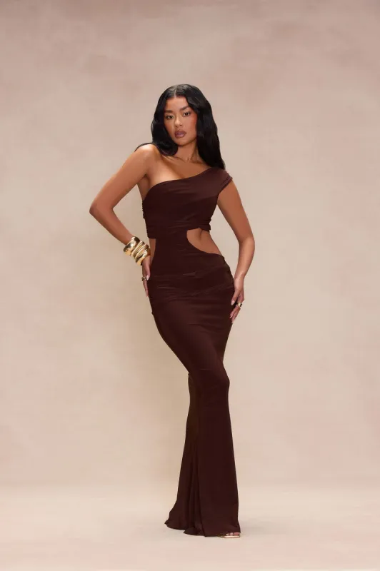 Naya Cut Out Maxi Dress - Brown sold by Fashion Nova