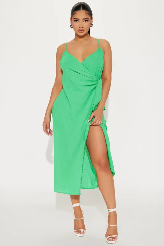 Liliana Linen Midi Dress - Green made by Fashion Nova