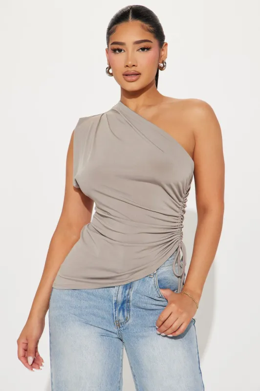 Alaia One Shoulder Top - Stone sold by Fashion Nova