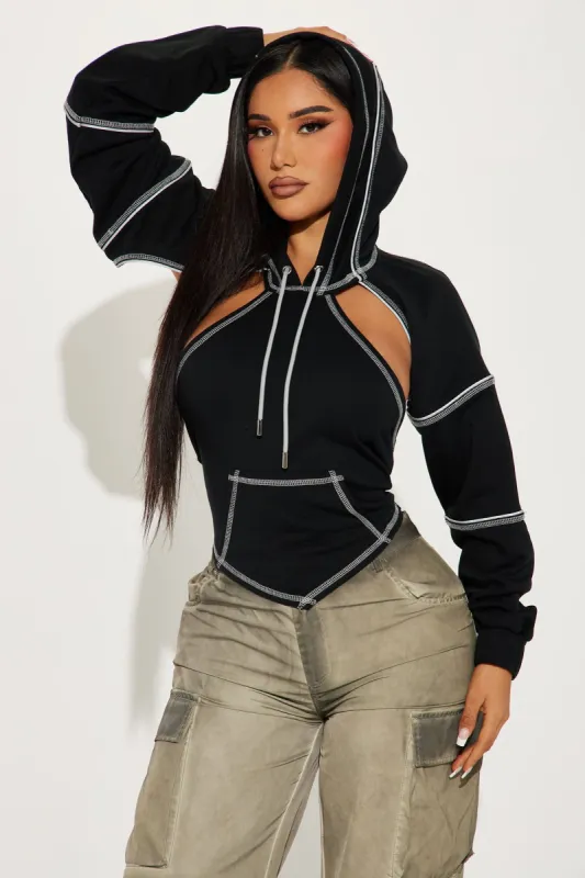 All Me Cut Out Lounge Hoodie - Black sold by Fashion Nova