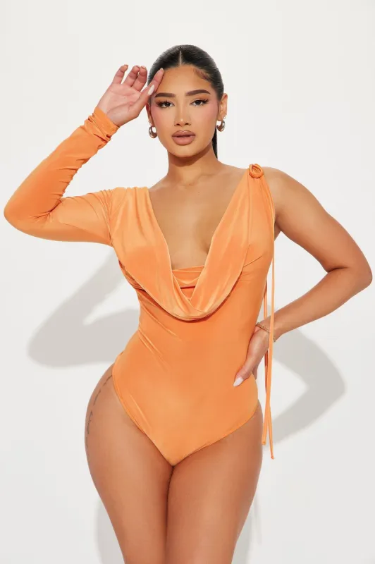 Night Out In Barcelona Bodysuit - Orange sold by Fashion Nova
