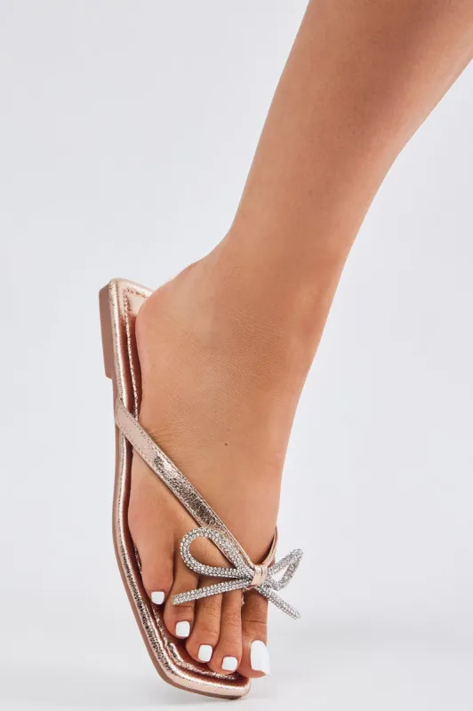 That's My Bestie Flat Sandals - Rose Gold sold by Fashion Nova