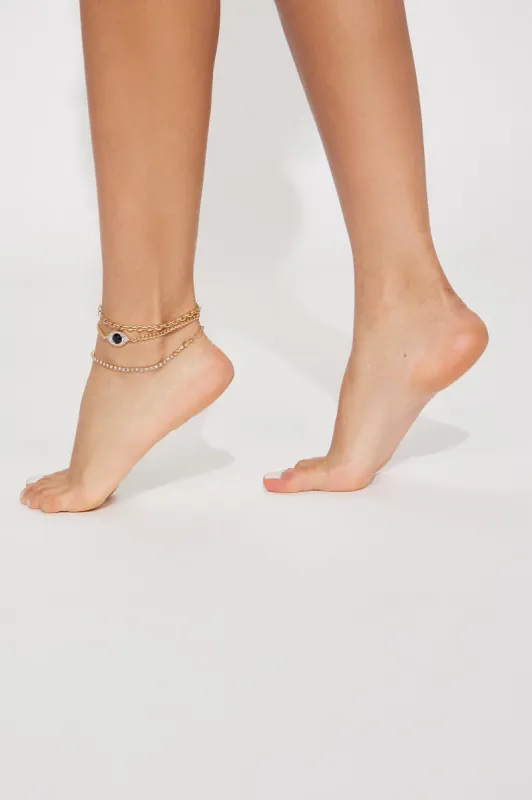 Keep The Good Vibes 3 Piece Anklet Set - Gold sold by Fashion Nova