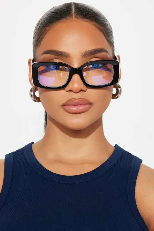 Figure You Out Blue Light Glasses - Black sold by Fashion Nova