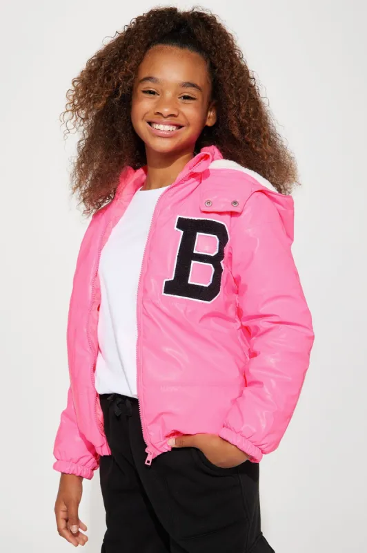 Mini B Is For Best Patent PU Puffer Jacket - Neon Pink sold by Fashion Nova
