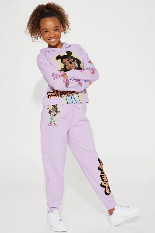 Mini Lay Lay Fleece Jogger Set - Lavender sold by Fashion Nova