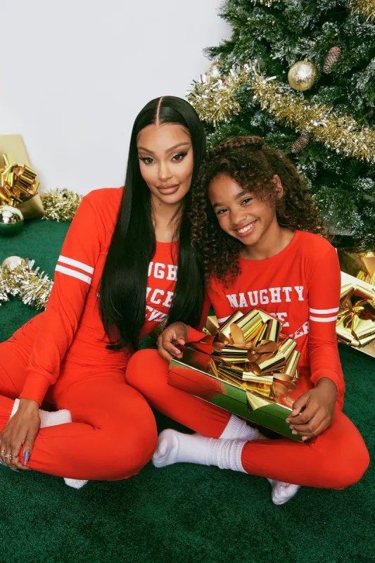 Naughty Nice Whatever PJ Jogger Set - Red/White sold by Fashion Nova