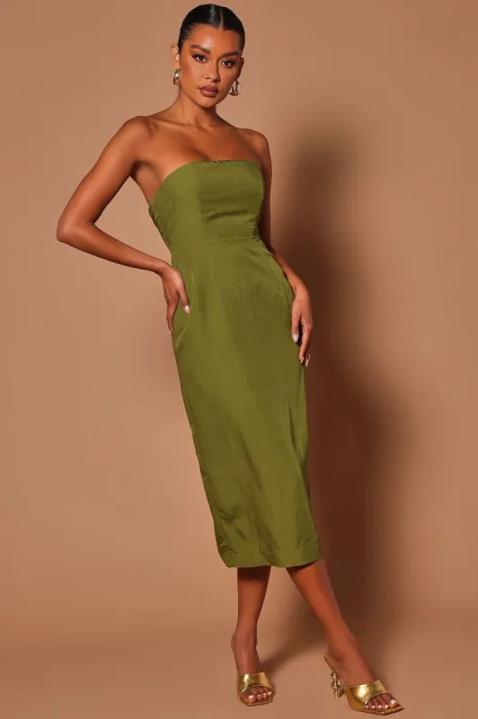 Aggy Midi Dress - Olive sold by Fashion Nova
