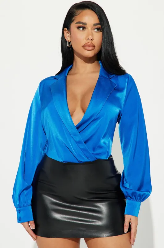 Marisa Satin Blouse Top - Royal sold by Fashion Nova