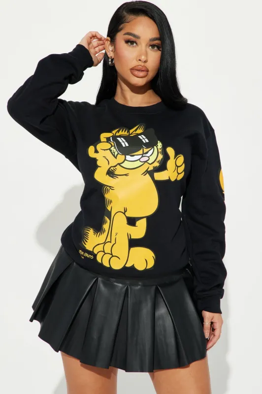Garfield Crew Neck Sweatshirt - Black sold by Fashion Nova