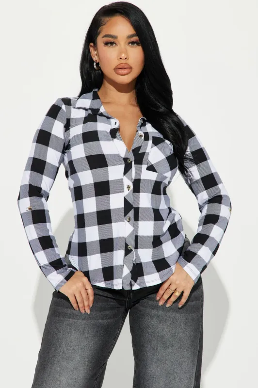 Courtney Plaid Shirt - Black/combo sold by Fashion Nova