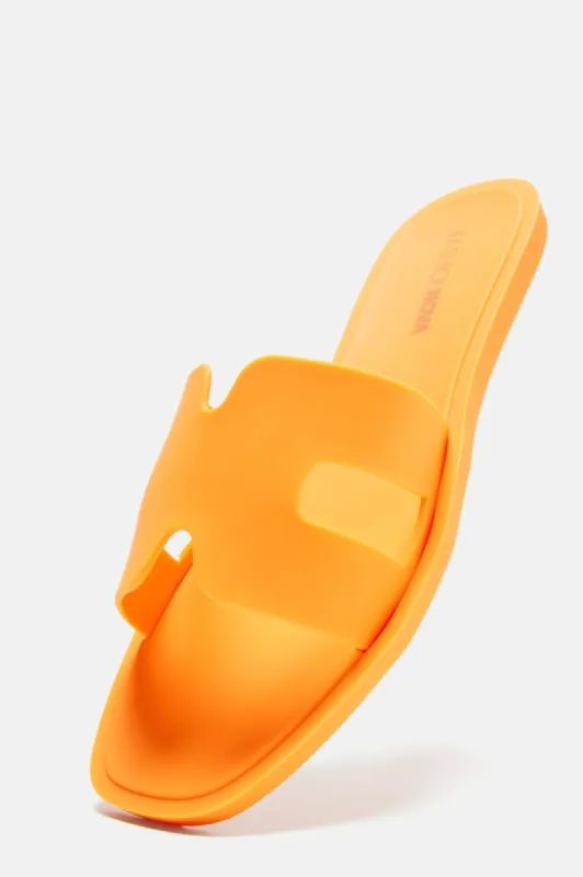 Jackie Flat Sandals - Orange sold by Fashion Nova