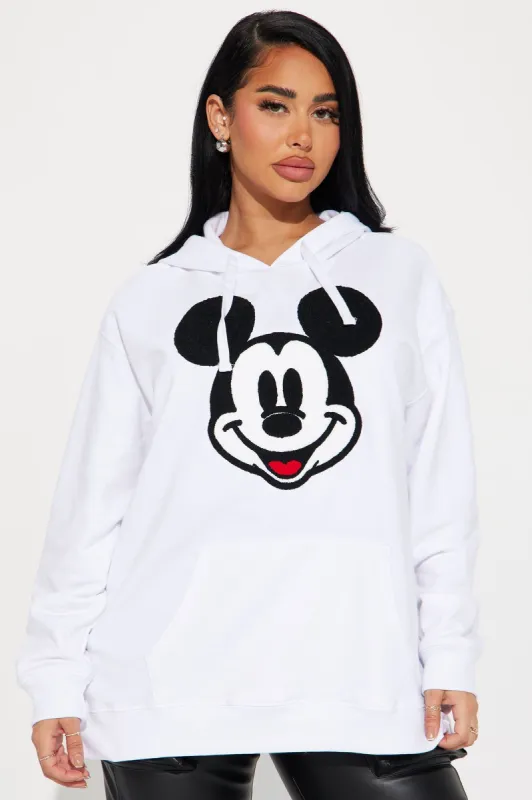 Mickey Mouse Crochet Patch Hoodie - White sold by Fashion Nova