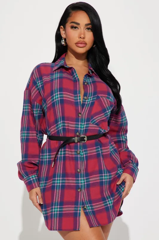 Kennedy Mini Shirt Dress - Red made by Fashion Nova