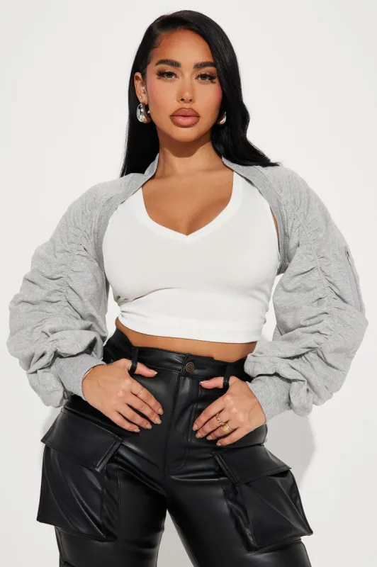 Young Forever Bolero Top - Heather Grey sold by Fashion Nova