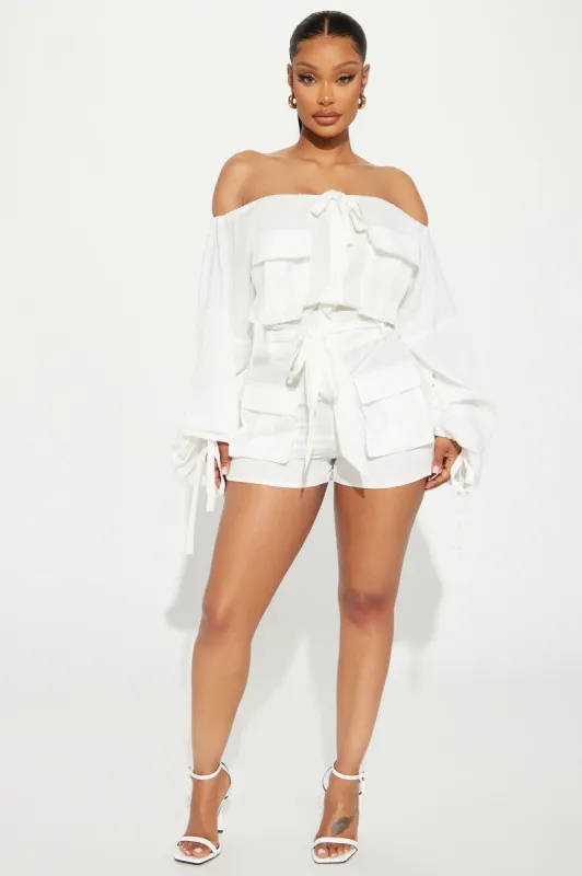 Tania Linen Romper - White sold by Fashion Nova