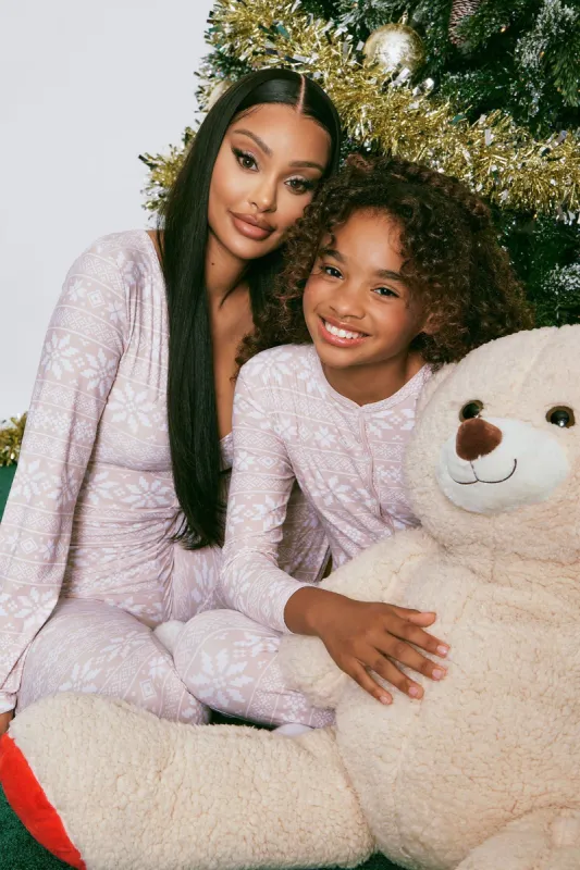 Snow Day PJ Jumpsuit Onesie - Taupe sold by Fashion Nova