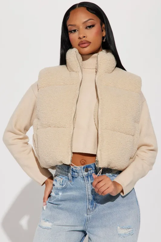 Conquering Mountains Sherpa Vest - Cream sold by Fashion Nova