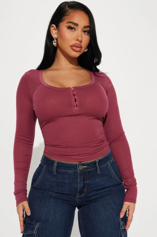 Dawn Ribbed Long Sleeve Top - Mauve sold by Fashion Nova