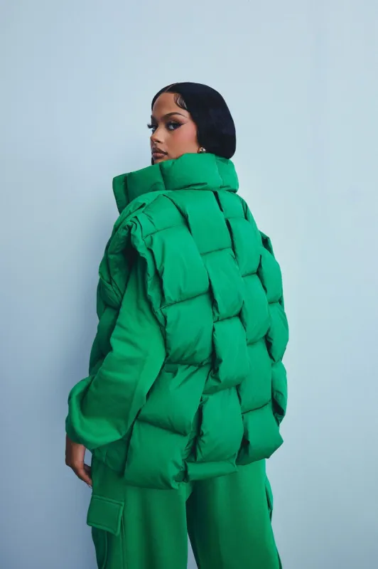 Basket Case Puffer Vest - Green sold by Fashion Nova