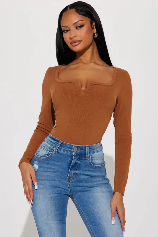 Eileen Scoop Neck Top - Brown sold by Fashion Nova