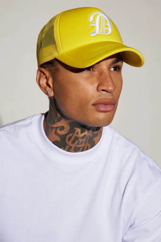 Detroit Trucker Hat - Yellow sold by Fashion Nova
